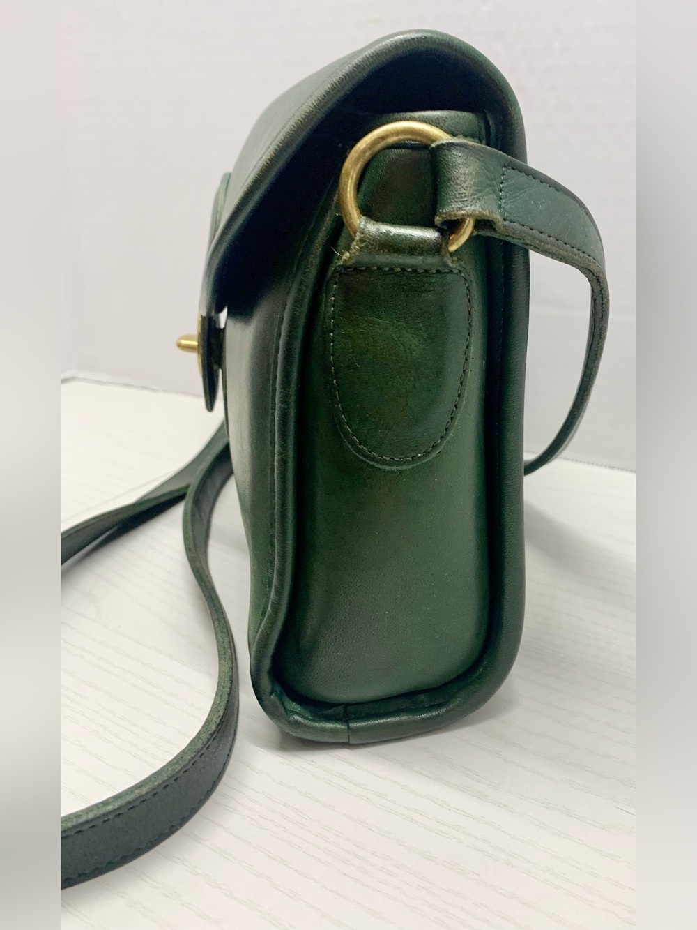 Coach Vintage Devon Bag 9908 Green Leather Turnlock USA Made - Picture 6 of 14